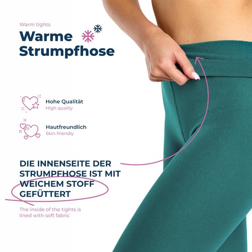 Thermo Strumpfhose Damen Winter Gefütterte Strumpfhose Damen Wärme Tights The... - 第 3/6 張圖片