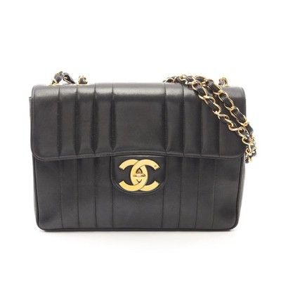 Chanel Coco Mark Shoulder Bag Black Lambskin Leather #RCB3066