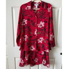 Pendleton Red Floral Skirt Set Button Down Top Size S Skirt Size 10