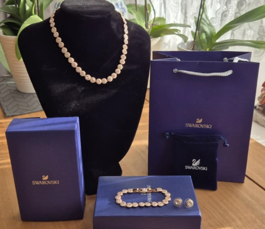 Conjunto de joias Swarovski Una Angelic corte redondo com embalagem – lindo ouro rosa - Imagem 4 de 4