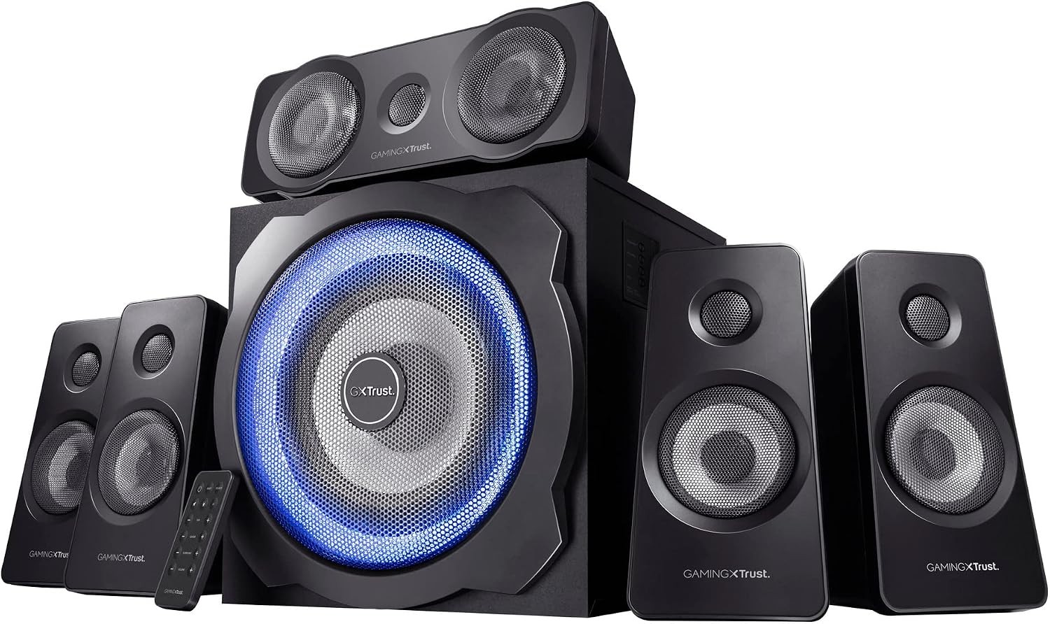 5.1 Surround Sound Speaker System 180W Subwoofer PC TV Speakers Black Blue LED - Image 4