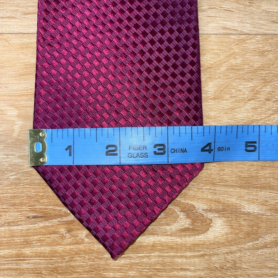 正品古驰 Iridescent 篮子编织粉色紫红色丝绸领带 3.75 宽 — 第 3/4 张图片