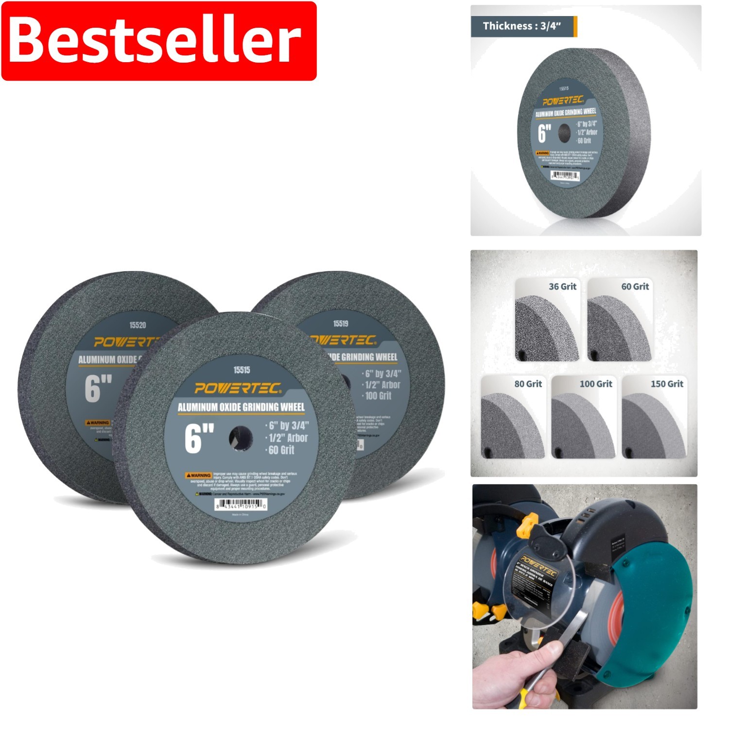 6-Inch Grinding Wheel Set for Sharpening and Finishing Metal Tools