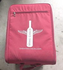 The Wine Check Rolling Wine Travel Bag Case 12 Bottle Luggage Red Carrier Tote