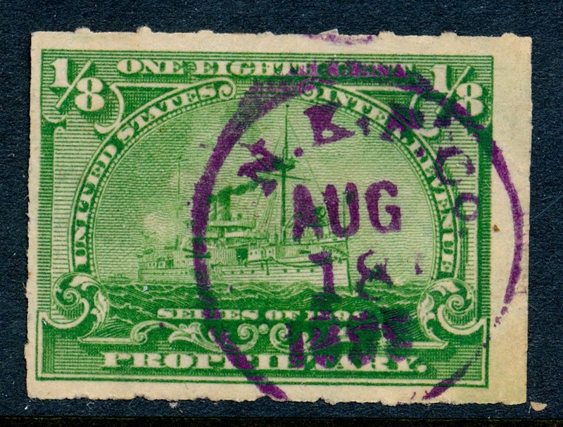 99c Start! US Revenue Stamp Battleship RB20 N.K. Fairbank Co. SON cancel