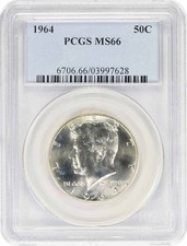 1964 Kennedy Silver Half Dollar MS66 PCGS