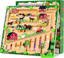 Magnetic Color and Number Maze, Montessori Wooden Toys for Ages 2-4,Sensory Toys