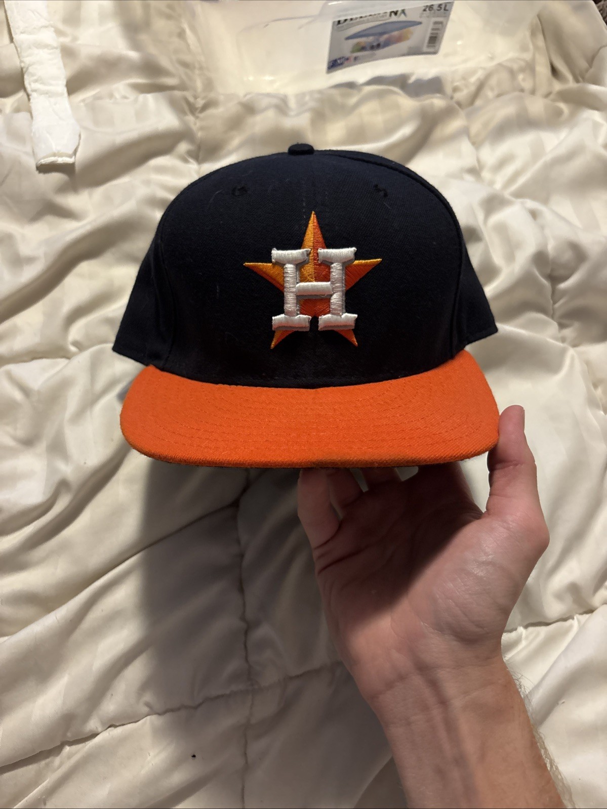 New Era 59FIFTY Houston Astros Classic Navy/Orange Fitted Hat Size 7 3/8