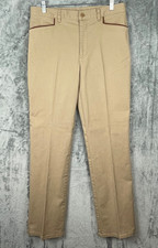 Vtg Lauren Ralph Lauren Pants Womens 10 Tan Equestrian Western Faux Leather Trim