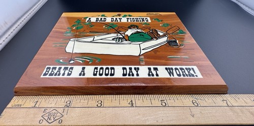 Dorney Park Allentown, Pa SOUVENIR “A Bad Day Fishing…” Cedar Plaque Wood - Picture 10 of 10
