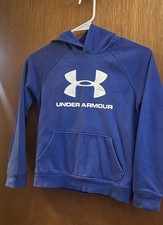Under Armour Boys Small ColdGear Blue Pullover Hoodie Fleece with Logo