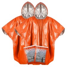 Vonctixe Thickened Emergency Rain Poncho with Mylar Blanket Liner, Heavy Duty...