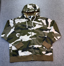Nike Men  s Hoodie Sportswear Club Fleece Camo Green Cotton Blend XL Full-Zip