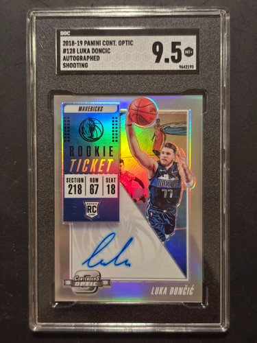 🔥 2018 PANINI CONTENDERS OPTIC LUKA DONCIC #128 HOLO PRIZM ROOKIE AUTO SGC 9.5