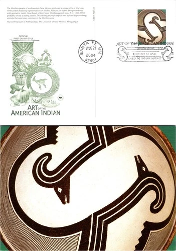 S08-0317, AMERICAN INDIAN ART, MIMBRES BOWL, PCSPOSTAL CARD FDC
