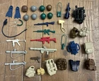 Vintage GI Joe 35 Piece Lot Of Accessory Pack AP Weapons, Helmets, & Backpacks
