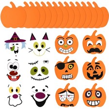 32 Pcs Halloween Pumpkin Craft Kit, Foam Stickers,Cute Style