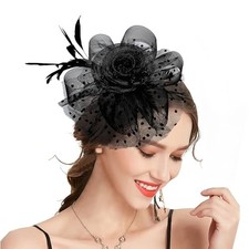 Fascinators for Women, Derby Hats for Lady Tea Party Tea Party Hat for Black