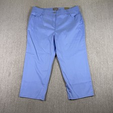 Chico's Seafare Crop Pants Women Size 12/2 Blue Jasmine Cotton Stretch Capri