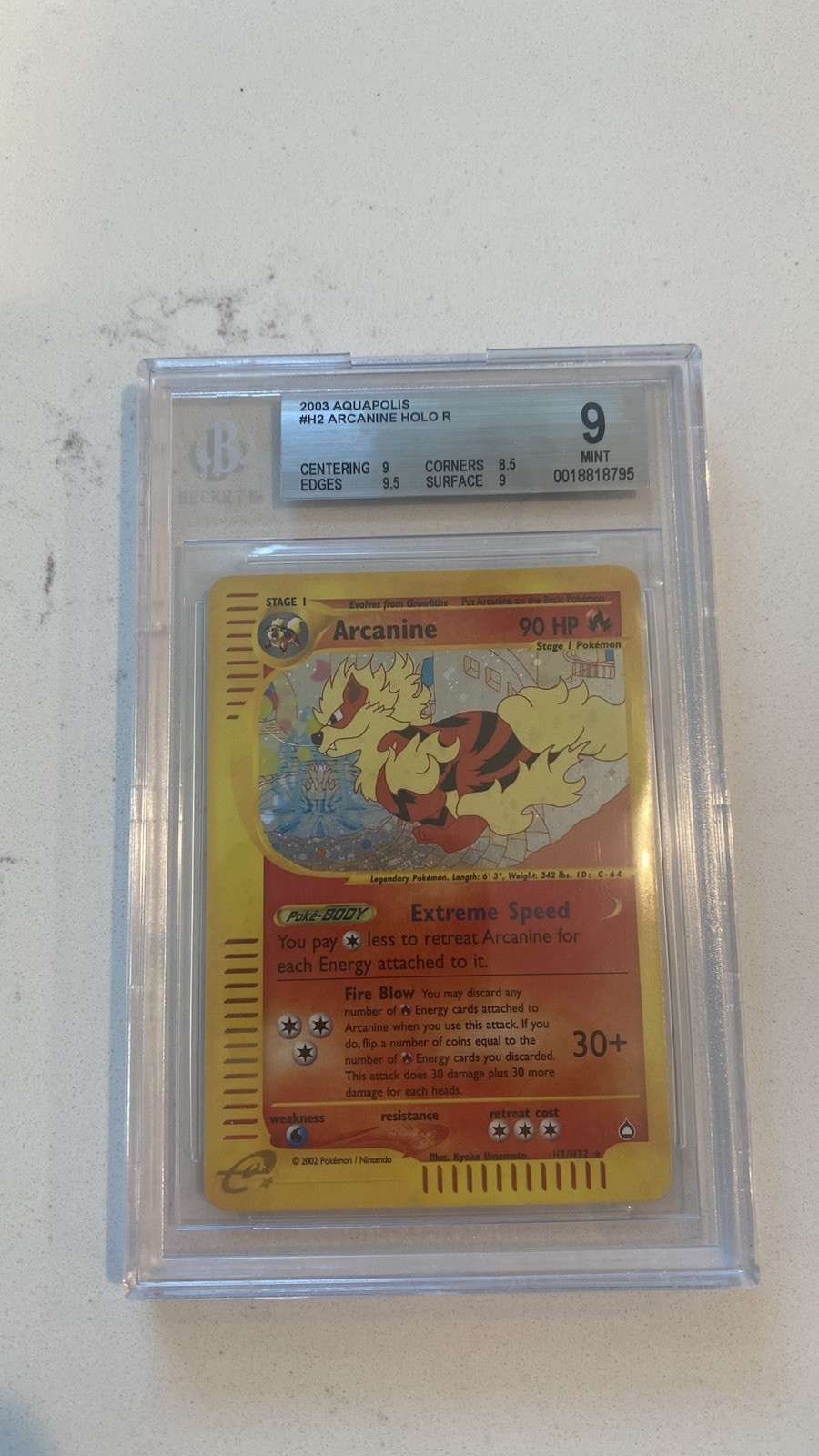 BGS 9 Aquapolis Arcanine Holo H2