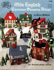 Olde English Christmas Shopping Village Plastic Canvas Pattern Book ASN 3108