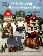 Olde English Christmas Shopping Village Plastic Canvas Pattern Book ASN 3108