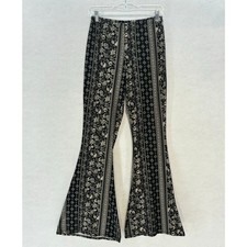 Floral Bell Bottom Pants Women Medium Bohemian Hippie Boho Casual Festival Indie