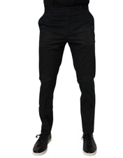 Dolce & Gabbana Black Cotton Stretch Skinny Dress Formal Men's Pants Authentic