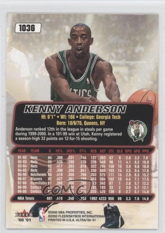 2000-01 Fleer Ultra Gold Medallion Kenny Anderson #103G - Image 2 of 2