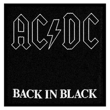 ACDC Back In Black Patch Classic Rock Band Woven Sew On