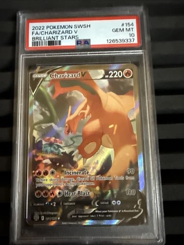 2022 POKEMON SWORD & SHIELD BRILLIANT STARS #154 FULL ART/CHARIZARD V PSA 10