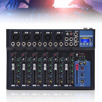 Portable 7-Channel Bluetooth Audio Mixer USB DJ Sound Mixing Console Board
