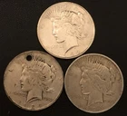 LOT OF 3 US PEACE DOLLARS (CULLS) 90% SILVER EACH.  1922/24/26s  SILVER BULLION