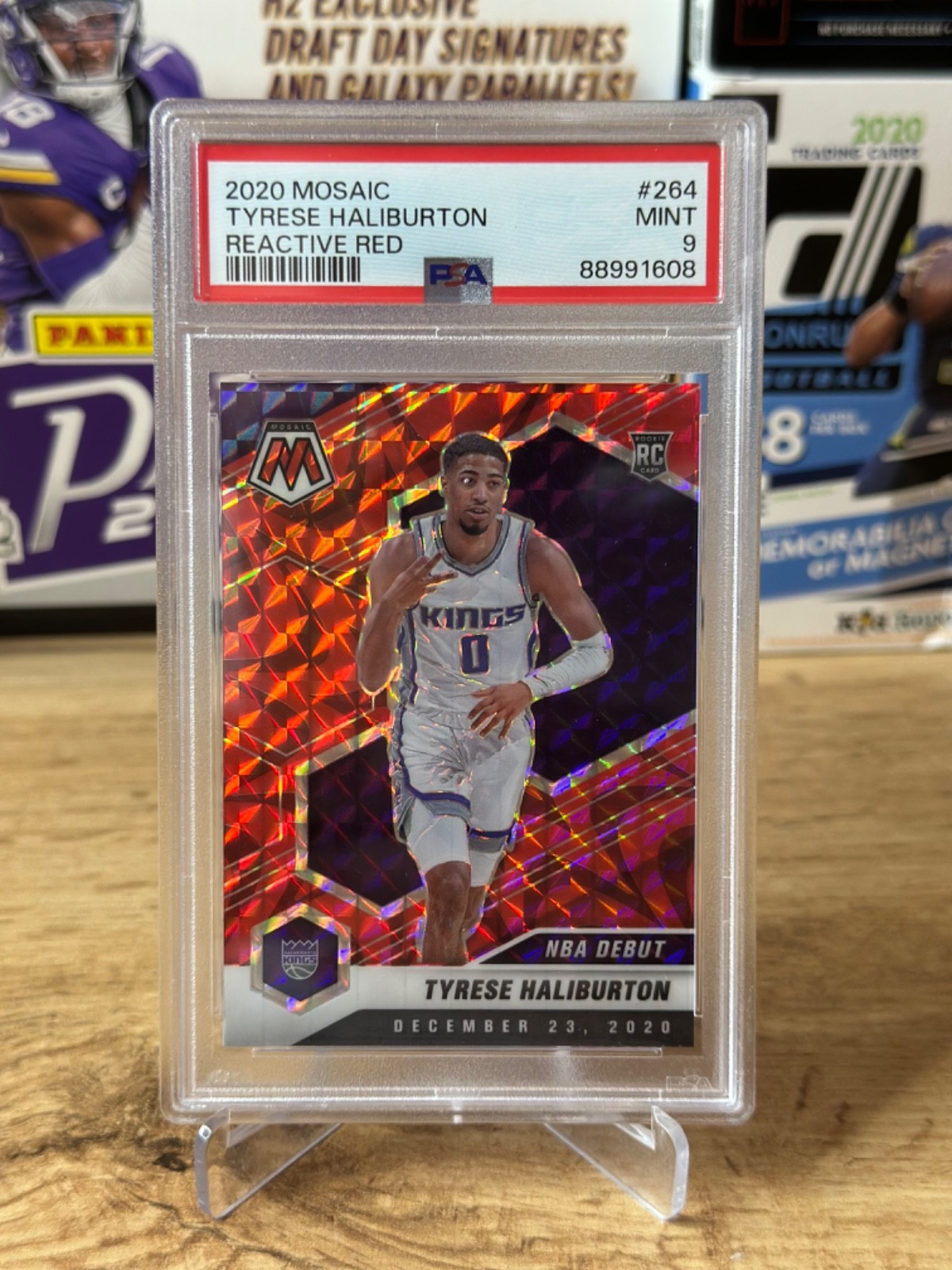 2020-21 Mosaic Basketball NBA Debut Reactive Red Tyrese Haliburton RC PSA 9