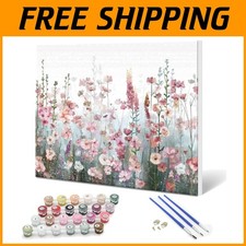 Framed Paint by Numbers Kit with Flowers Theme