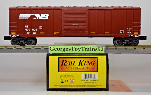 MTH RAILKING 3-RL O #400005 NS NORFOLK SOUTH 50' VAGÓN DE CAJA MODERNO 30-74628 NUEVO EN CAJA | Condition: New