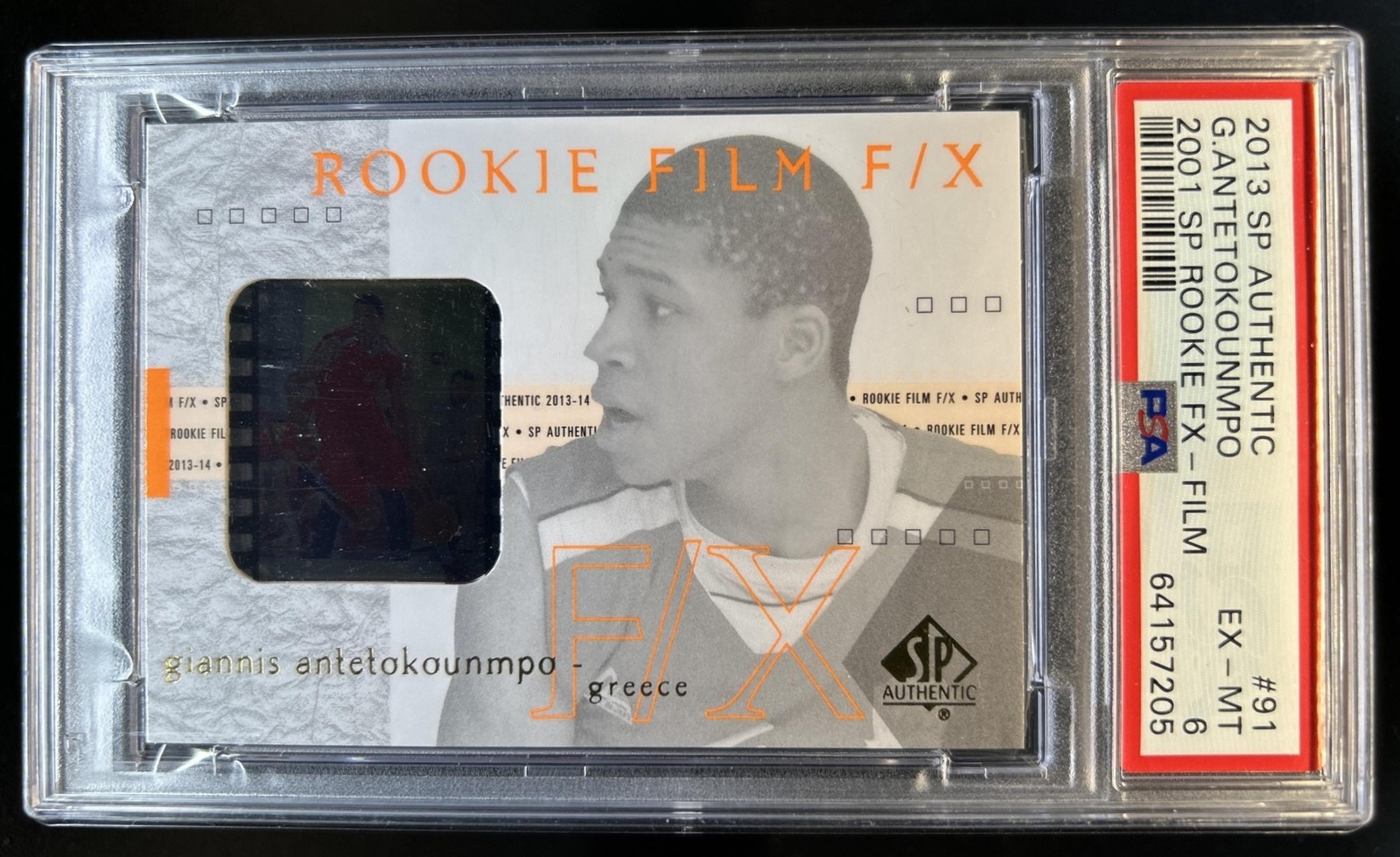 2013-14 SP Authentic Giannis Antetokounmpo 2001 02 Rookie F/X Film RC #91 PSA 6