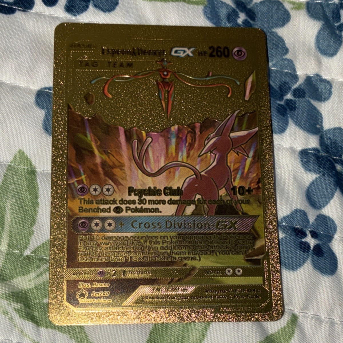 Pokémon Espeon & Deoxys GX TAG TEAM Gold Metal Card SM230 Psychic
