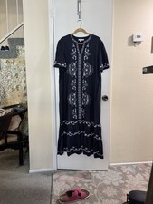 Chico's Women's Dress Size 3, Maxi With Pockets and Embroidered Accents