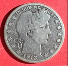 1913D US Barber SILVER Half Dollar "Denver" Mint! Good Details! Old US Coin!