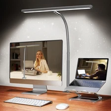 Desk Lamp for Office Home, Eye-Caring Desk Light with Stepless Dimming Adjust...