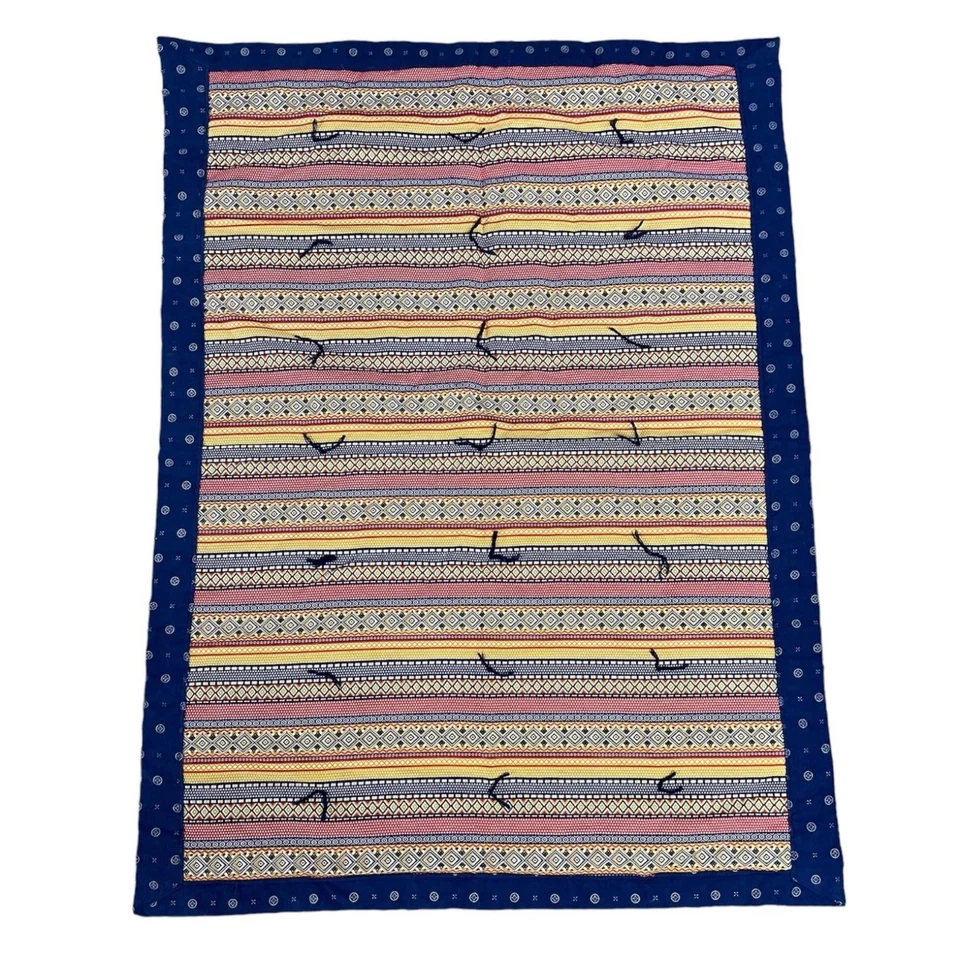 复古法兰绒毛毯蓝色橙色红色部落小号幼儿圈手工制作 — 第 2/4 张图片