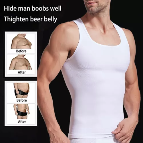 MENS SLIMMING BODY SHAPER BELLY TUMMY CONTROL SHIRT COMPRESSION VEST UNDERWEAR - Bild 7 von 22