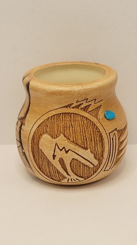 Authentic Navajo Etched Collector Piece Dwayne Blackhorse Bear Heartline Stone - 第 1/9 張圖片