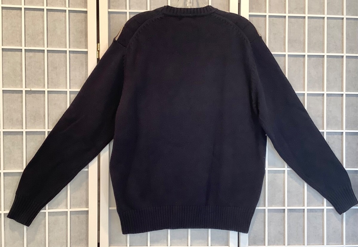 DOCKERS Mens Stripe Crew Neck Cable Knit Sweater Size M Midnight 