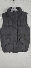 Gap Puffer Vest Women’s S Wool Blend Down Filled Gray Pockets Full Zip Jacket