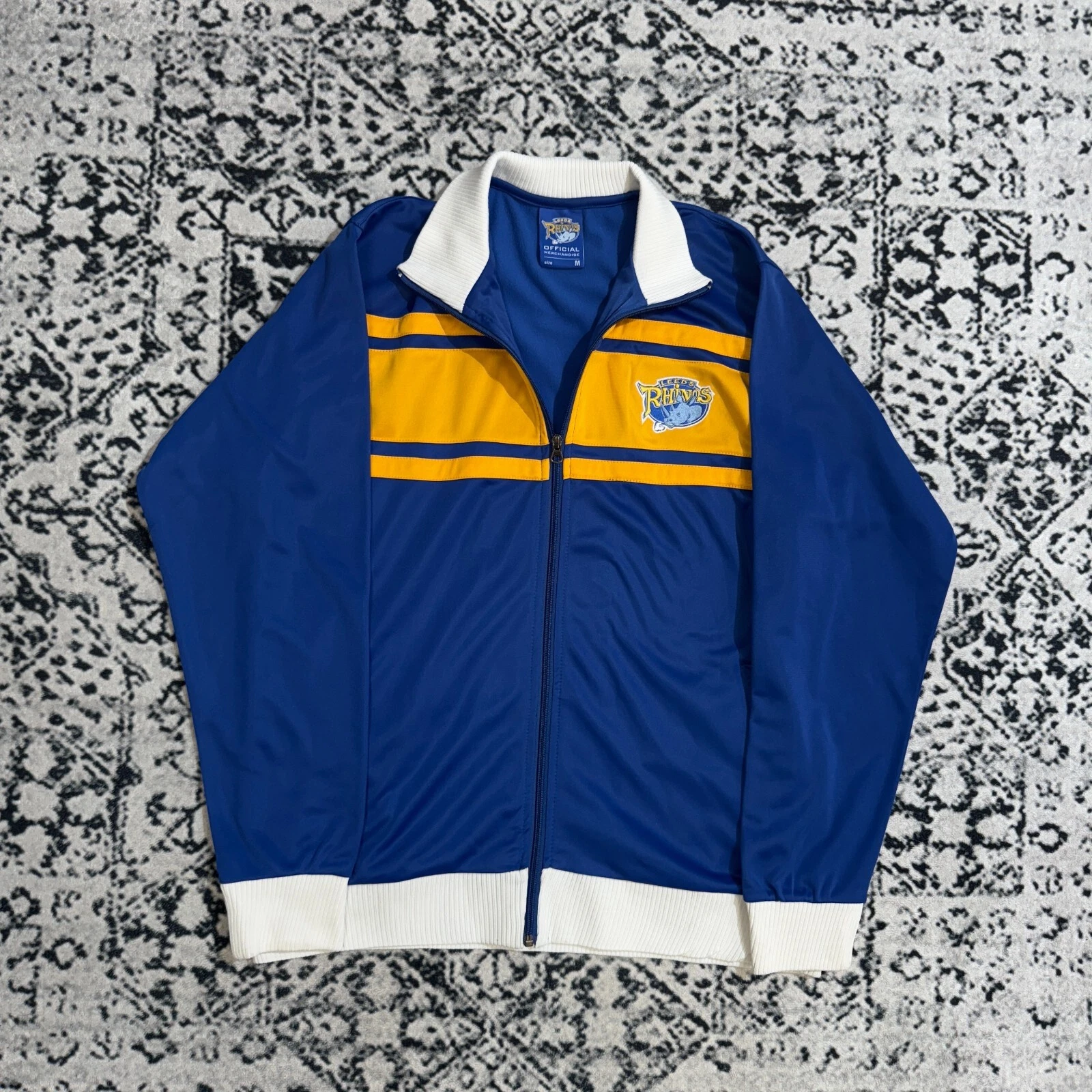 GUCCI Giacca tuta vintage Leeds Rhinos unisex blu poliestere taglia M vestibilità regolare