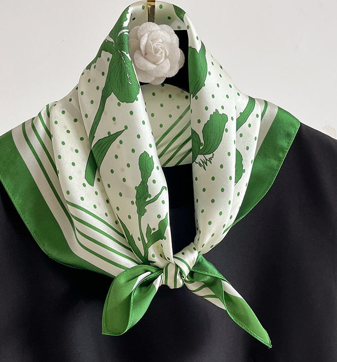 100% Mulberry Silk Square Scarf for Women 53x53cm Fashion Printed Shawl