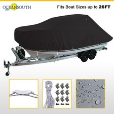 Oceansouth Pilot/Cruiser Fishing Boat Trailerable Storage Black Cover 26 FT