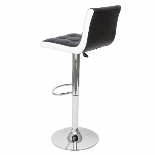 Juego de 2 sillas de bar HWC-G87, altura ajustable, cuero sintético blanco y negro, base cromada - Imagen 3 de 7